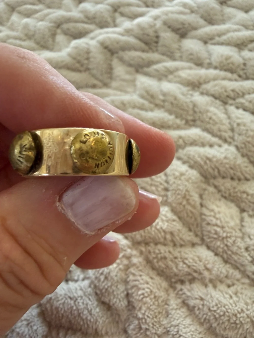 Custom 14k band with Louis Vuitton rivets  Band Ring, size 8